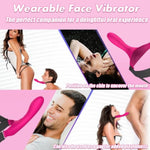 Set Of 2: Strap-On Face Chin Harness Vibrator Dildo With 10 Modes And Adjustable Leather Strap-On Harness With 7.1" Gradient Silicone Dildo - Pegging Toys For Women, Men, Lesbian & Gay Couples