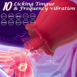 Tongue Clitoral Rose Vibrator, Sex Toys Vibration Stimulator For Women | Licking Rose Adult Toy | 10 Speed Vibrating, For Couples Female Anal Clitoris Nipple Ears G Spot For Her Pleasure, Red