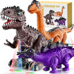 3 Pack Electric Realistic Dinosaur Toys With Simulated Sound ? Light For Boys Kids Aged 3 4 5 Years Old - Perfect Jurassic Tyrannosaurus Rex Gift For Christmas And Birthday