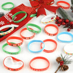 48 Pack Christmas Wristband 6 Style Silicone Bracelet Wristbands Xmas Rubber Band For Christmas Party Decor 6 Xmas Pattern Wrist Band Party Supplies