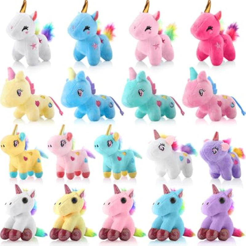 18 Pcs Mini Stuffed Animal Keychain, Plush Dolls Aesthetic Keychains For Backpacks Christmas Bag Fillers Gift Birthday Party(Unicorn)