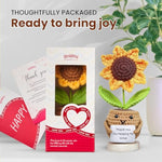 Handmade Positive Sunflower Doll Crochet With Card - Thank You For Helping Me Grow - Teacher Appreciation Gift From Student - Christmas, Birthday, Graduation, Thank You Gift For Teacher