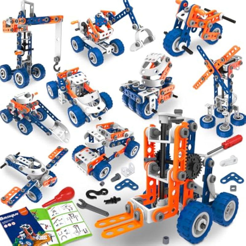 12 In 1 Stem Toys For 5 6 7 8 9+ Year Old Building Block Stem Activities Projects Kit Kids Age 4-8 5-7 Creative Set Helicopter Excavator Educationa Engineering Erector Set Birthday Gift Boy Toys Girl