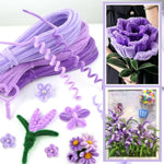 300pcs Long Purple Pipe Cleaners Wire and Fiber Chenille Stems