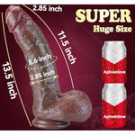 13.5 Inch Huge Big Black Dildo Sex Toy, 2.9" Wide Extra Giant Thick Bbc Dildo With Suction Cup, Xxl Large Soft Dual Density Curved Silicone Massive Dildos For Advanced Women Men Gay Sex Toys