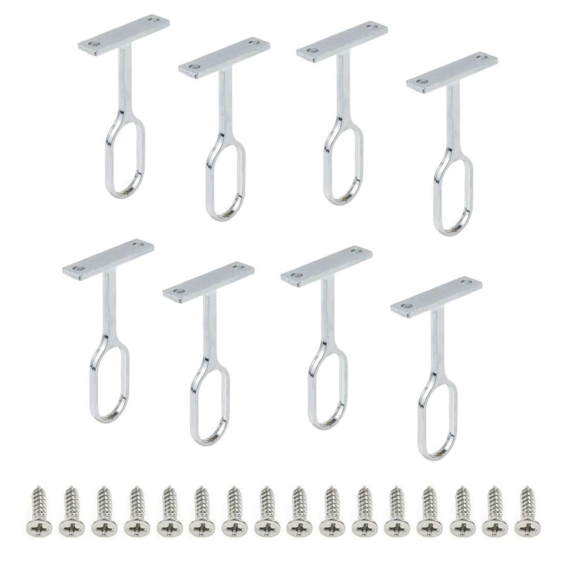 Oval Closet Rod Support Zinc Alloy Rod Middle Support - 8Pcs