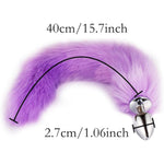 Fox Tail Anal Butt Plug, 2Pcs/Set Artificial Fox Tail Anales Plug With Cat Ears Headband, Fox Adult Metal Butt Plug Sex Toy For Sm & Cosplay (Purple)