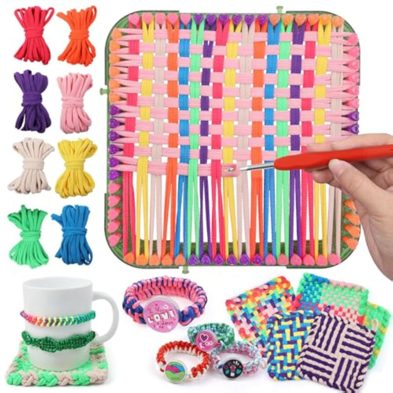 2-in-1 Weaving Loom Kit for Kids with 6 Potholders & 10 Friendship Bracelets