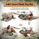 5 Pieces Bearded Dragon Lizard Plush Toy Set 26 Inch Bearded Dragon Stuffed Animal With 4 Baby Lizards, Simulation Iguana Plush For Boy Girl Birthday Pet Party Favor