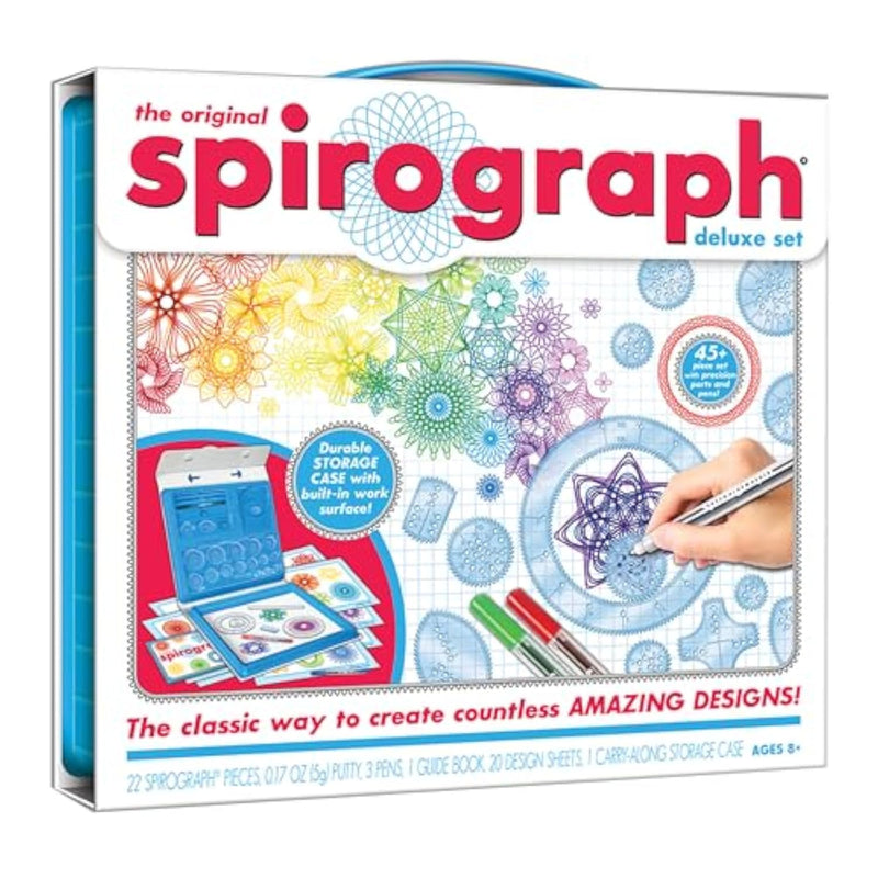 Deluxe Spiral Art Drawing Kit for Kids Ages 8 and Up, Classic Design with 19 Gears and Spiro-Putty