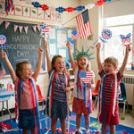 24 Sets 4th of July USA Flag Wand Craft Kit, Patriotic DIY Activity for Kids