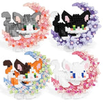 4 In 1 Mini Cat Building Block Set Animals With Flower And Moon, 1819 Pieces Micro Brick Toy Cats, Creative Art Craft And Home Decor, Birthday Gifts Idea For Kids Adults Boys Girls 8+