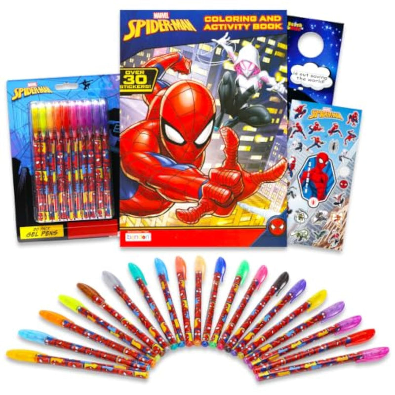 Spiderman Multicolor Gel Pens 20 Pack Bundle for Kids