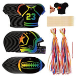 36 Pcs Football Scratch Art Cards with Colorful Ribbons, Party Craft Supplies