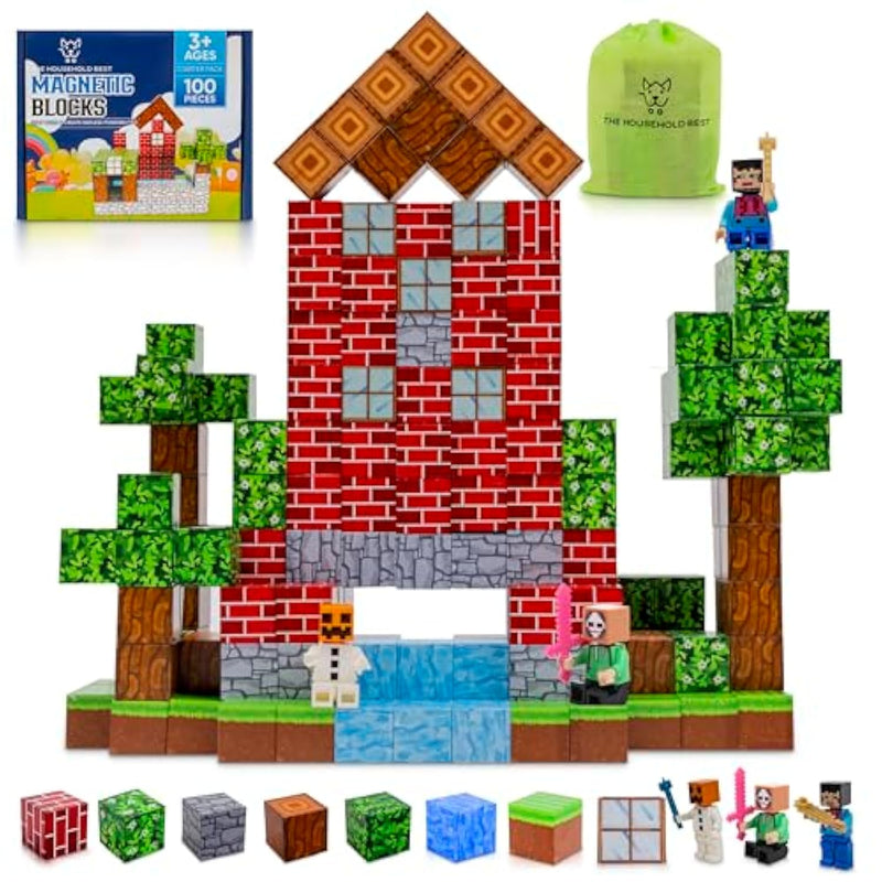Thb 100 Pcs Magnetic Building Blocks For Kids – Magnetic Building Blocks For Kids Ages 4-8, Stem Educational Magnet Toys, Construction Set For Boys & Girls Ages 3+, Christmas & Birthday Gifts