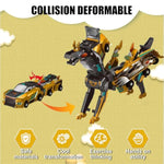 2-In-1 Collision Transformation Dinosaur Car Toy |Magnetic Cars Convertible Robot Toys|Dinosaurtoys For Kids 3-12 Ideal Christmas Birthday Gift For Boys(Golden)