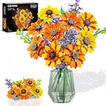 Sunflower Bouquet Building Set with Adjustable Stems and LED Lights for Adults and Women