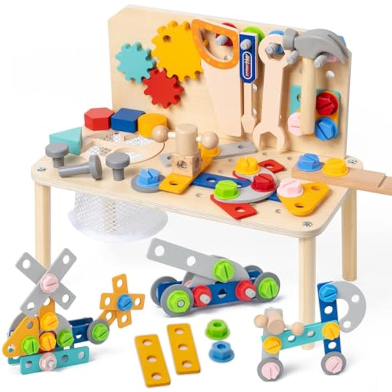 Kids Tool Set For Toddlers, 69 Pcs Stem Montessori Educational Toys For 3 Year Old, Pretend Play Tool Bench For Kids Ages 3-5, Wooden Toddler Learning Construction Toys, Gifts For 4 Year Old Boys