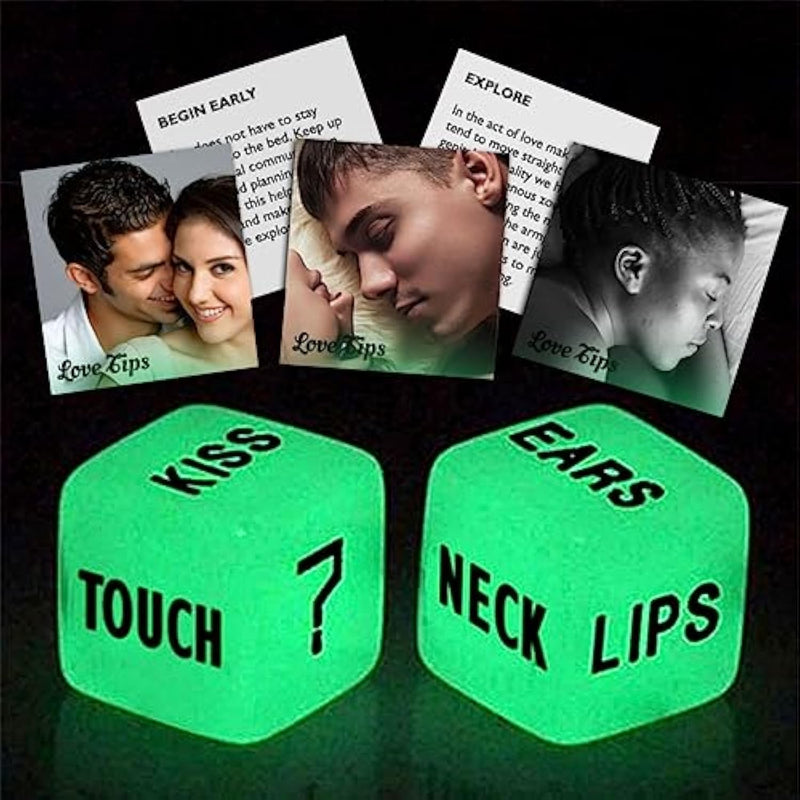 Glow In The Dark Love Dice - Date Night Game From Wife For Couple, Anniversary, Valentines Day, Gift For Him, Her, Husband, Wife, Boyfriend, Girlfriend
