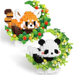 Red Panda 2 Pack Mini Block Building Animals, Toy Red Panda Lying On The Moon, Home Decor Micro Building Set For Kids Adult, Desk Ornaments Home Decor, Kids Small Gift For Birthday