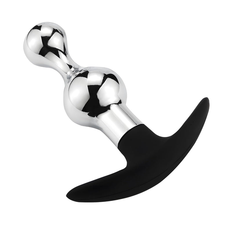 Upgraded Metal Silicone Hybrid Beaded Anal Butt Plug Wearable Anus Vaginal Wand Flexible Anchor Shaped Handle End Odorless Warm Chill Stimulation Men Women Masturbation Outdoor Fetish Sex Toy