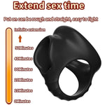 Silicone Penis Ring Reusable Semen Cock Ring Silicone Ball Ring Penis 3 In 1 Ultra Soft Stretchy Cock Ring Penis Delayed Cock Rings Sex Toys For Adult Men Cockring, Black