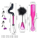 4Pcs Sm Bondage Set Sex Whip Adult Paddle Slap Leather Whip Flirting Feather Tickle And Bells Nipple Clamps For Adults Sex Games (Purple)