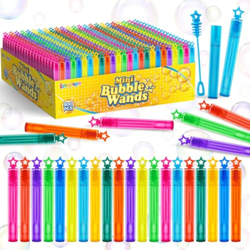Mini Bubble Wands Bulk Pack - 500 Pieces in 10 Vibrant Colors, Perfect Summer Party Favors for Kids