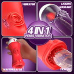 Male Masturbator Sex Toys For Men, 4-In-1 Male Sex Toy 5" Deep Realistic Blowjob Pump & 10 Vibration &Tongue Licking Modes & Penis Training Rose Vibrator Stroker, Adult Toys For Men & Couples