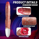 Sex Toys For Women - Realistic Dildo Rabbit Vibrator With 9 Vibration 3 Thrusting And Heating Licking Modes For Anal Clit G-Spot Stimulation,Big Penis Adult Toys For Couple, Flesh