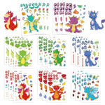 24 Sheets Dragon Make-a-Face Stickers for Kids, DIY Party Favors & Crafts