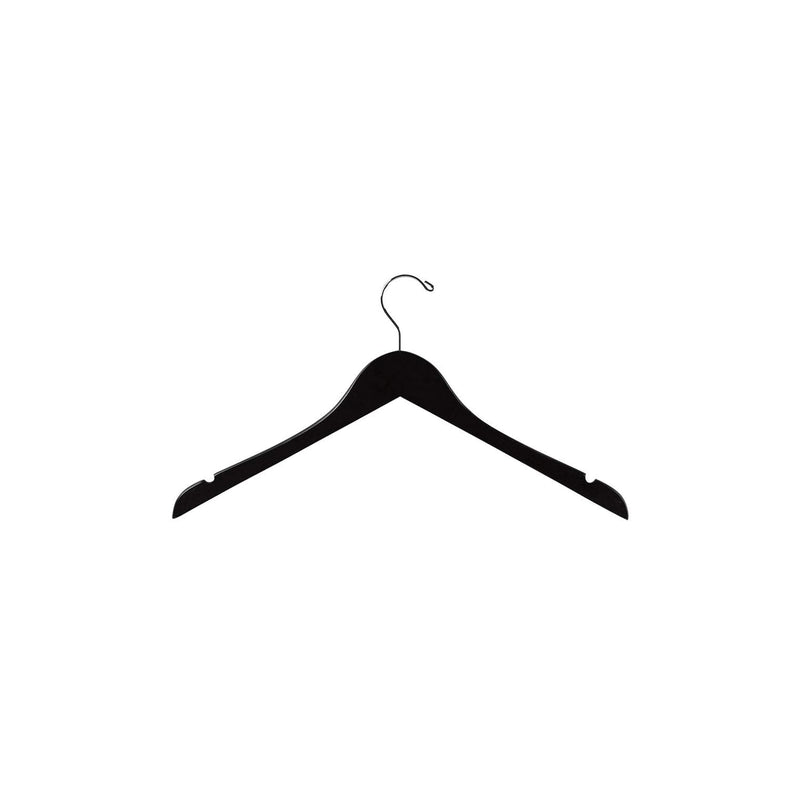 17 Inch Black Wood Dress Hangers - Case Of 50