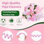 400 Pcs Pipe Cleaner Flower Craft Kit with Floral Wire, Tape, Stamen & Ribbon