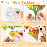 36 Pcs Fall Thanksgiving Flower Bouquet Coloring Kit, DIY Autumn Paper Flower Craft