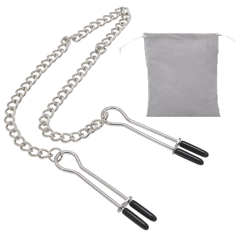 Silver Bell Nipple Clamp Breast Clip Adjustable Barbell Nipple Non Piercing Jewelry Nipple Noose Faux Nipple Ring For Ladies