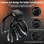 Male Chastity Device Cock Cage - Chastity Cage For Man Penis Exercise 3D Printed Black Bondage Gear Lightweight Adult Sex Toy With 4 Sizes Rings Invisible Lock And Key