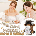 Handcrafted Highland Cow Positive Crochet Animals - Courage-Building Keepsake For Friends, Her, Him, Sisters, Collegue, Freshman | Uplifting Workplace Ally & Inspirational Cheer Up Gifts For Birthdays