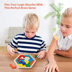 Wooden Hexagon Puzzle For Kid Adults - Shape Pattern Block Tangram Brain Teaser Toy Geometry Logic Iq Game Stem Montessori Educational Gift For All Ages Challenge