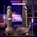 Thrusting Dildo Vibrator Sex Toys - 5-In-1 Silicone Suction Cup Black Dildo With 10 Thrusting, 10 Vibration & Heating Licking Modes, Remote Control Vibrator For Women And Men, Realistic Sex Toy