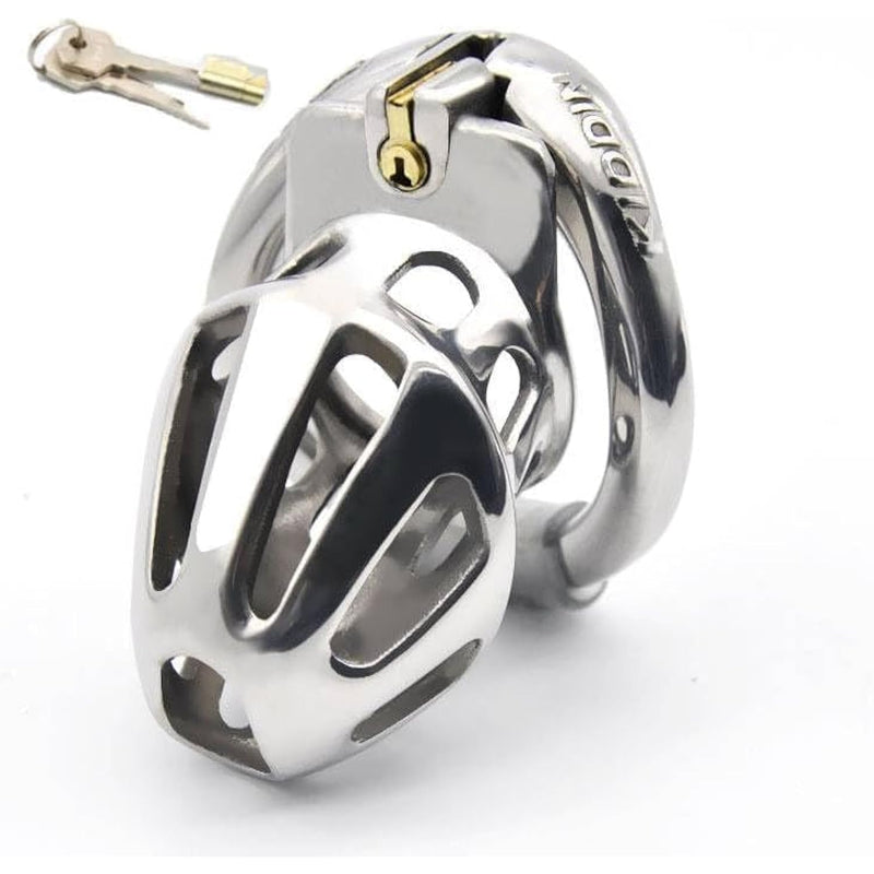 Male Chastity Device Hypoallergenic Stainless Steel Cock Cage Penis Ring Virginity Lock Chastity Belt Adult Game Sex Toys For Men (52Mm)