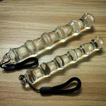 New Bamboo Shaped Crystal Glass Anal Plugs - Transparent Glass Anus Dilator Anal Vaginal Prostate Massage G-Spot Stimulator Sex Slave Abuse Sex Toys for Women Men Couples Lover (M)