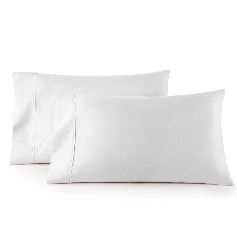 White Cotton Percale Pillow Cases Queen Size Set Of 2, 100% Long Staple Percal
