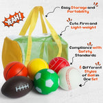 Mini Sports Balls Set For Toddler 1-3, Sports Bag For Kids, Include 1 Each Of 3.5" Foam Soccer, Tennis Ball, Basketball, Football, Baseball, Volleyball, Fun Baby Ball Toys, Set Of 6
