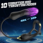 Thrusting Anal Vibrator Cock Ring For Prostate Stimulation, Penis Ring With Anal Plug For Ejaculation Delaying, 10 Modes Adjustable Anal Butt Plug For Couple Adult Sex Toys & Games With Remote Control
