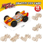 12 Unfinished Wooden Cars for DIY Painting & Woodworking Crafts