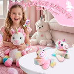 Unicorn Plush Shoulder Magnet & Slap Bracelets Stuffed Toys Set, Unicorn Dress For Girls Costume Pageant, Cute Plushies Gift Present For 3-8 Years Old Girls