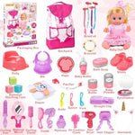 Baby Care Doll Toys Set, 36Pcs Dolls Playset, Hair Salon Pretend Play Toddler Doll Toys Incl 14'' Baby Dolls Toy, Backpack, Hair Dryer, Curler, Xmas Gifts For Age 3 4 5 6+ Years Old Girls Kids