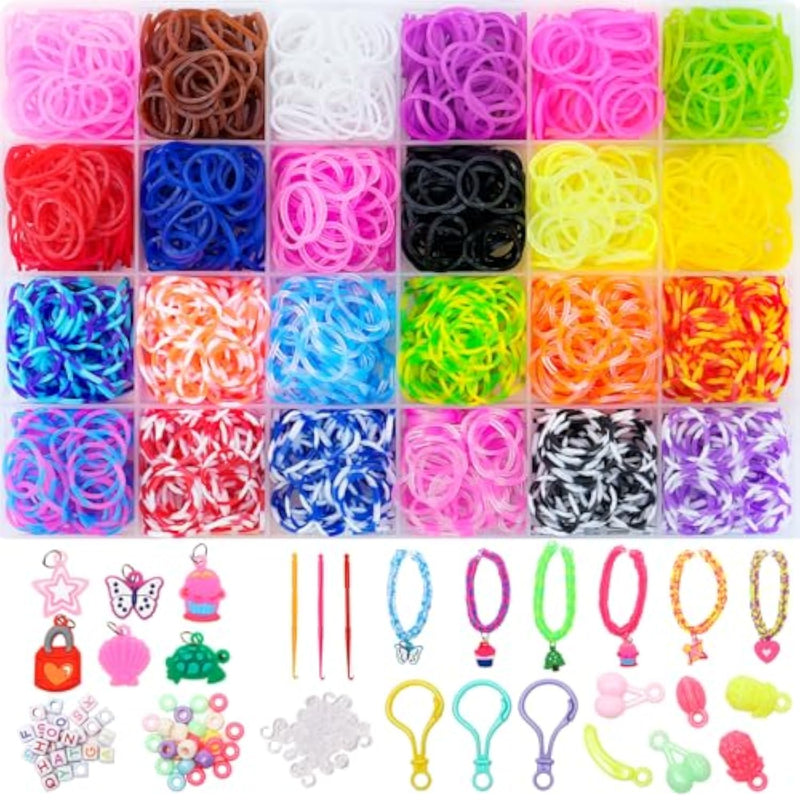 24 Color Rubber Band Bracelet Making Kit for Adults and Kids, DIY Rubberband Bracelet Kit