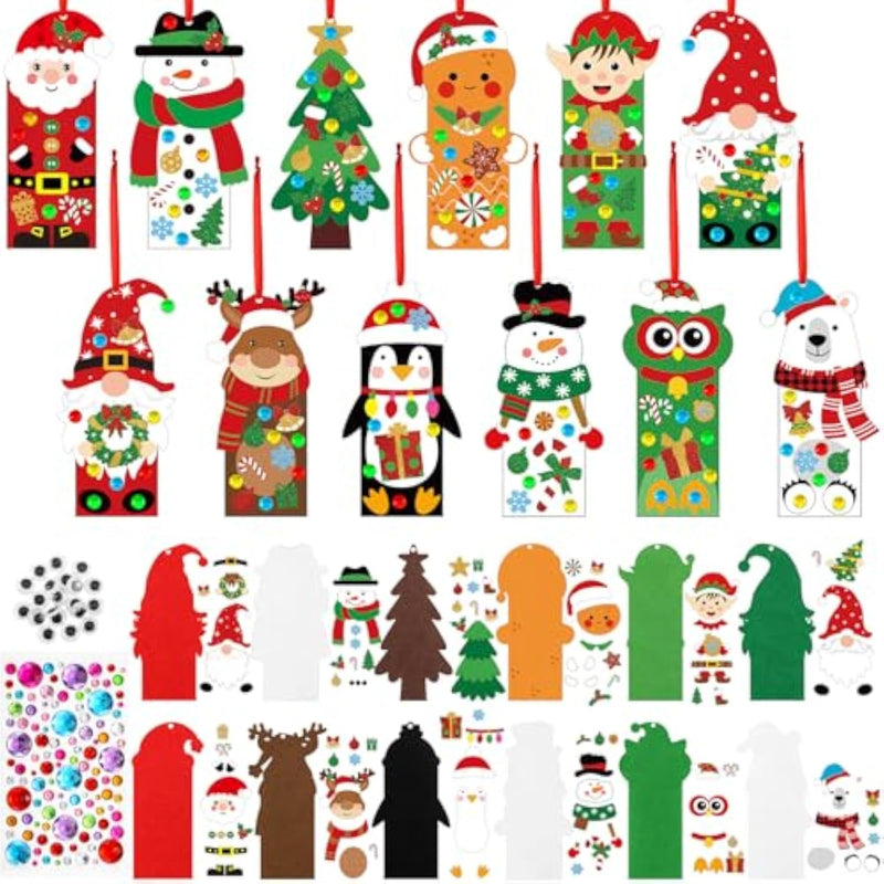 48 Sets Christmas Ornament Craft Kits with Snowman, Reindeer & Penguin Foam Stickers
