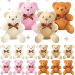 16 Pcs Operation Christmas Bear Stuffed Animal Mini 4 Inch Bear Bulk Keychain For Wedding Birthday Party Favor(Simple Style)
